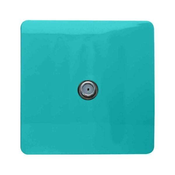 Trendi Switch 1 Gang Male F-Type Satellite Television Socket in Bright Teal