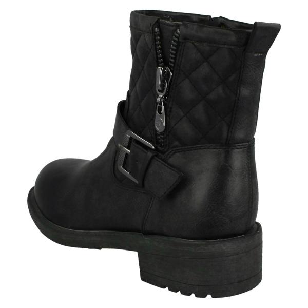 Spot On Ladies Spot On Mid Heel Quilted Biker Boots