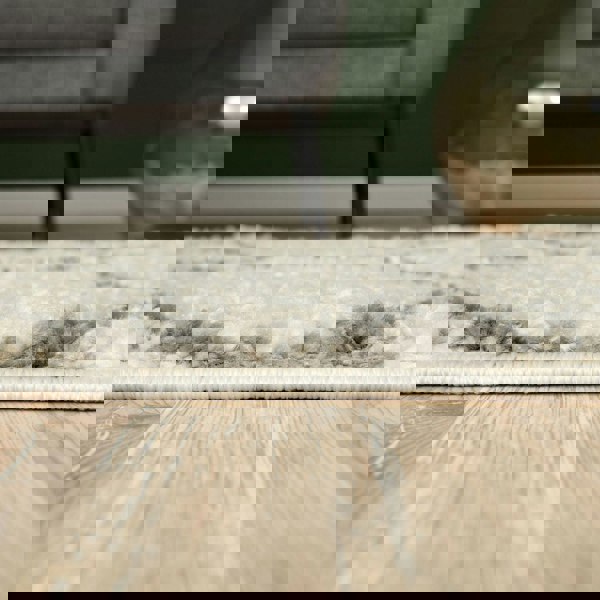 Diamond Design Thick Shaggy Area Rugs Ivory