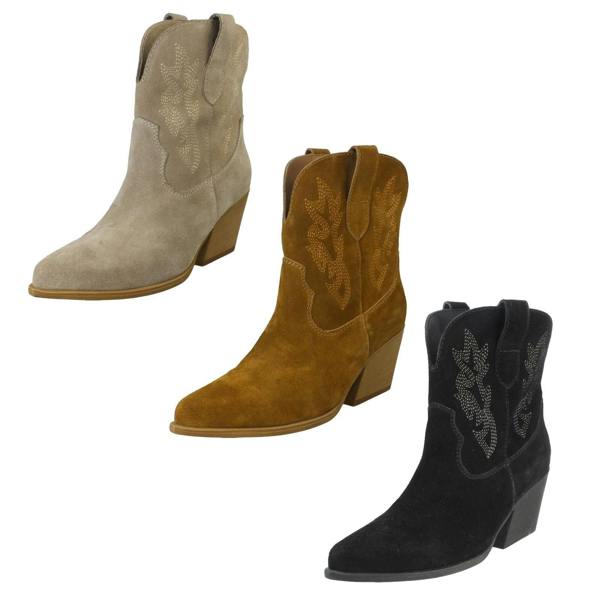 Spot On Ladies Spot On Leather Slip On Cowboy Boots F51248