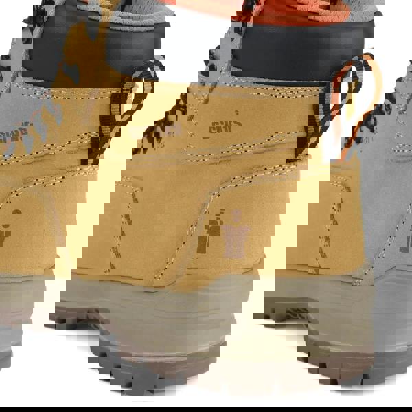 Scruffs Stratton Mens Safety Lace Up Steel Toe Ankle Boots, tan leather safety boots with black accents, reinforced steel toe, and rugged rubber sole for durability.