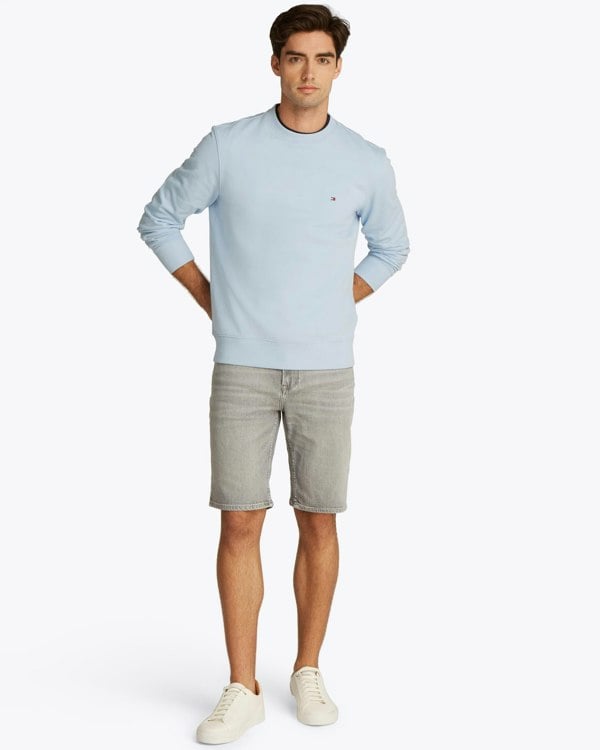 Tommy Hilfiger Essential Mens Terry Cotton Crew Neck - Breezy Blue