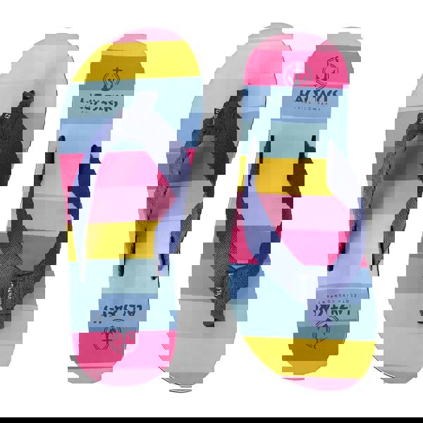 Lazy Jacks Girls Block Stripe Flip Flops - Bright Rose