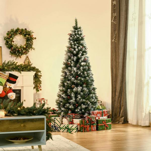 HOMCOM 5FT Artificial Christmas Tree Xmas Indoor Decoration w/ Pinecone - 65cm x 65cm x 180cm