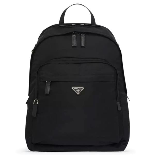 Prada Triangle Logo Re-Nylon & Leather Backpack Black - chancefashionco