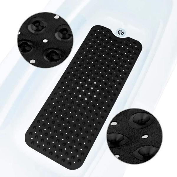 ADOV Bath Mat Non Slip, 100 x 40cm Extra Long Shower Mat with Suction Cups and Drain Holes