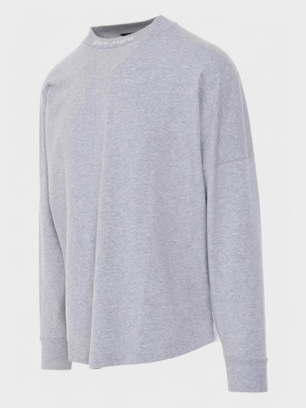 Palm Angels Gothic Logo Longsleeve T-Shirt Melange Grey - Supplied FashionPALM ANGELS