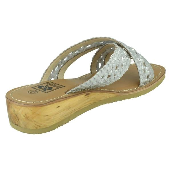 Leather Collection Ladies Leather Collection Low Wedge Platform Sandals F00423