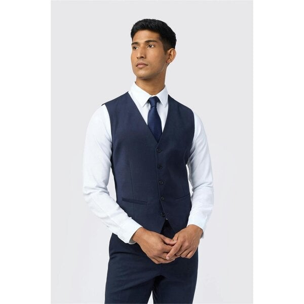 Ted Baker Slim Fit Performance Navy Panama Waistcoat