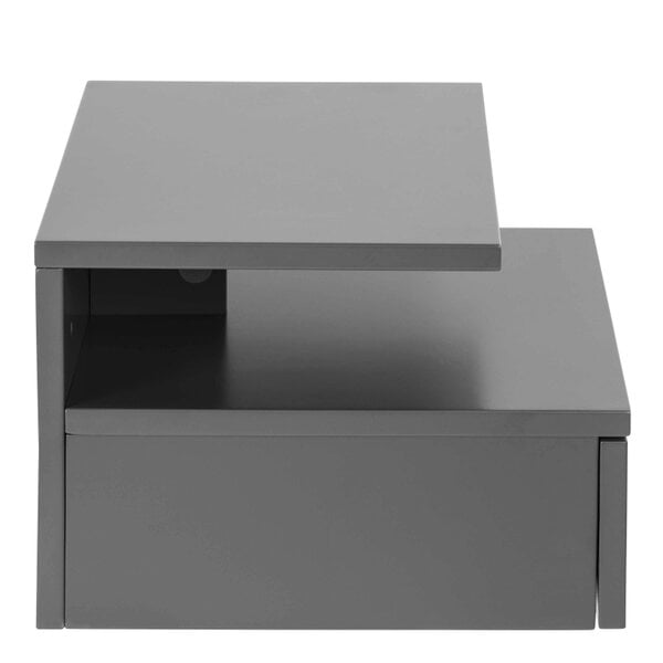 Wyld Haus Lincoln Grey Wooden Floating Bedside Table 1 Drawer Open Shelf