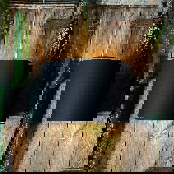 Love Frankie black cotton lampshade copper lining light on