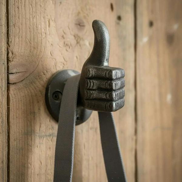 Antique Cast Iron Thumbs Up Coat/Robe Hook - 60mm