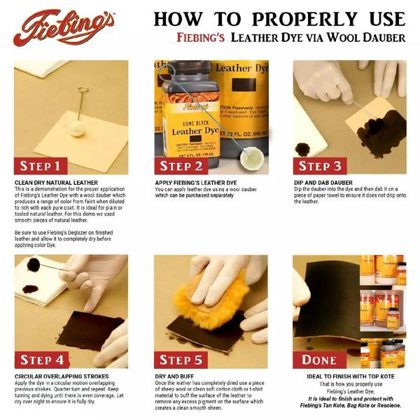 Fiebing's Leather Dye - Professional Alcohol-Based Colour Dyes 4oz