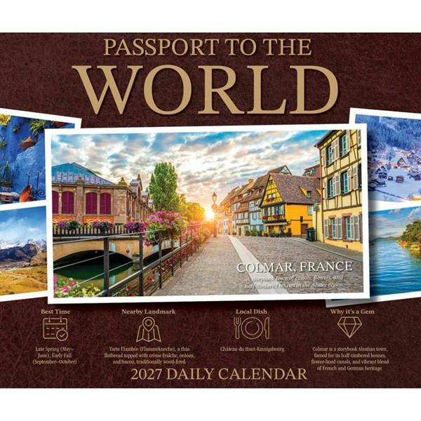 Passport to the World Desk Calendar 2027, Desk Calendars, Day To View, Travel, Gift