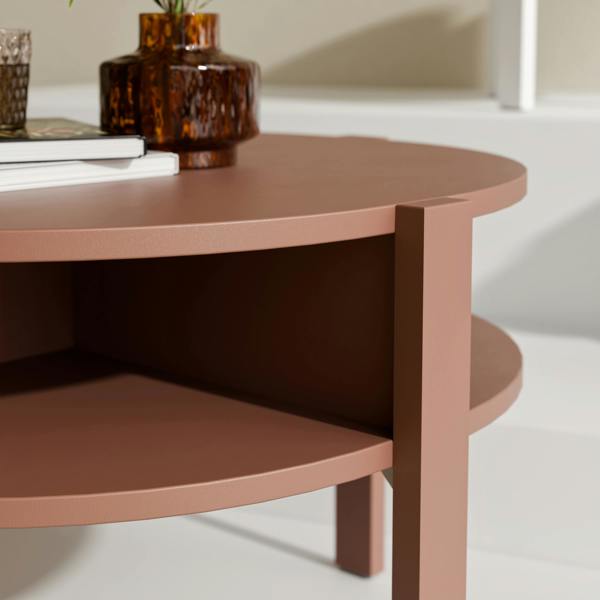 Furniture To Go Tobago Round Coffee Table with Open Shelf in Terracotta