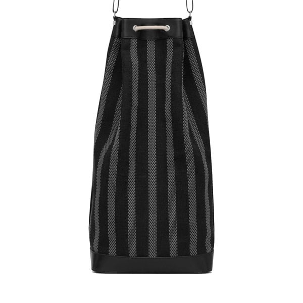 Saint Laurent long bucket bag in black and grey woven canvas