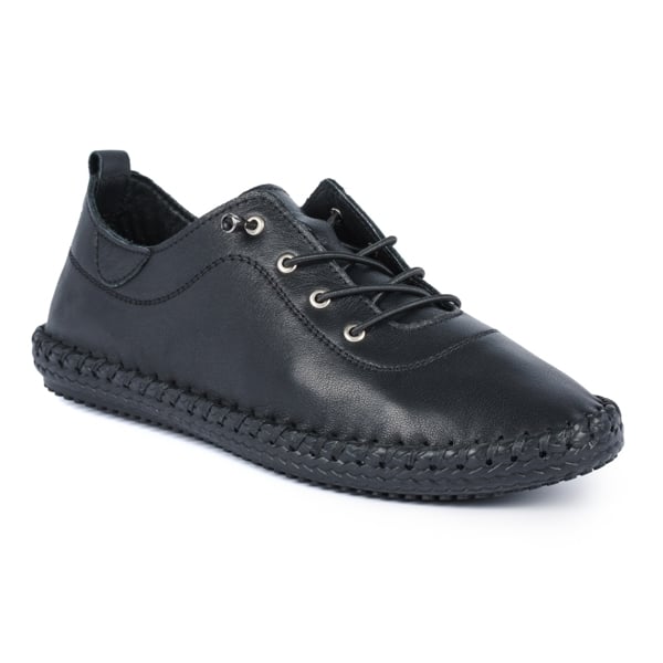 Lunar Women's St Ives Leather Plimsolls - Black