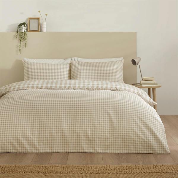 Bamford Gingham Check Natural Duvet Cover Set