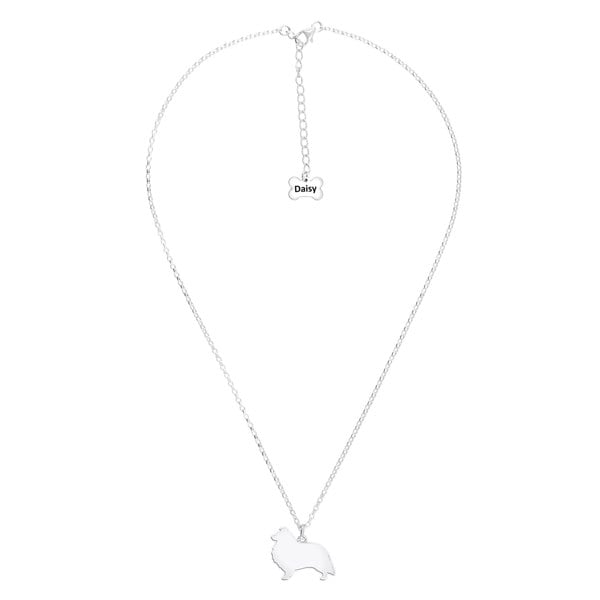 Shetland Sheepdog Silhouette Silver Necklace - Personalised - MYLEE London
