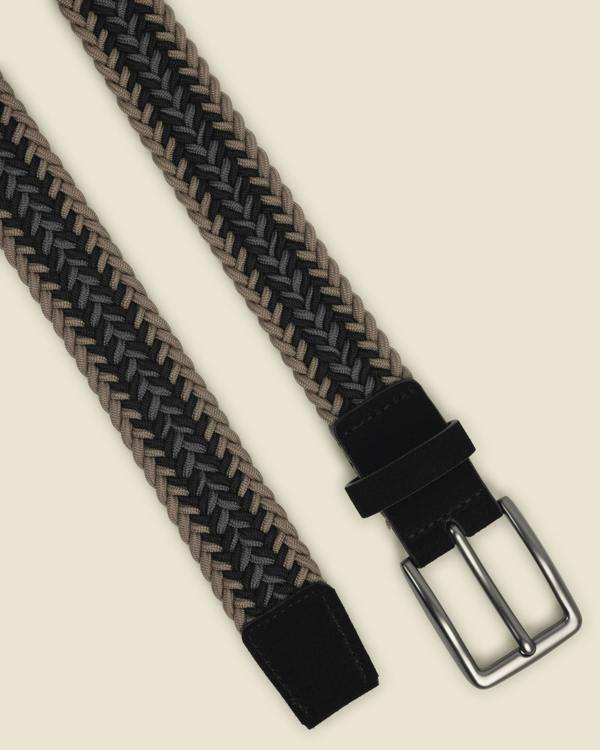 Larsson & Co Lunde - Multi-Coloured Wide Striped Braided Elastic Stretch Belt