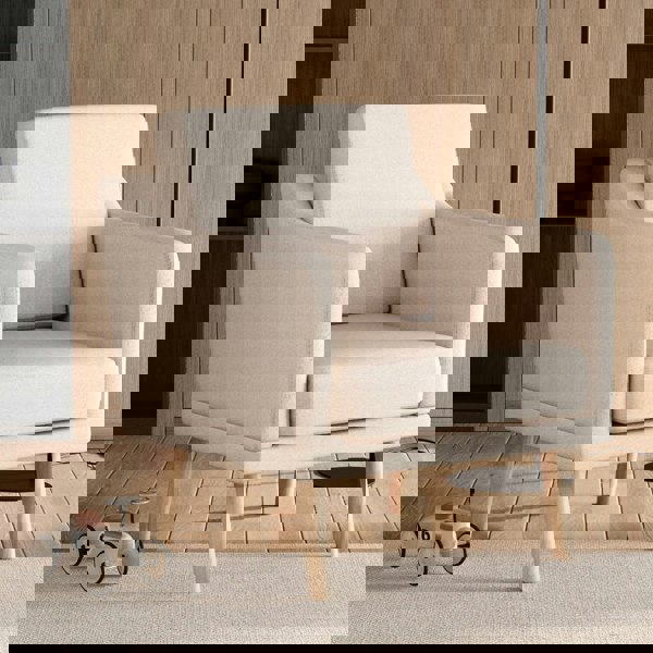 82cm Height Linen Upholstered Armchair Pebble Weave Padded Single Sofa Other Occasional Chairs Living and Home