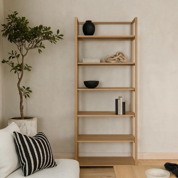 Wyld Haus Kigali Rectangular 6 Shelves Oak Bookcase