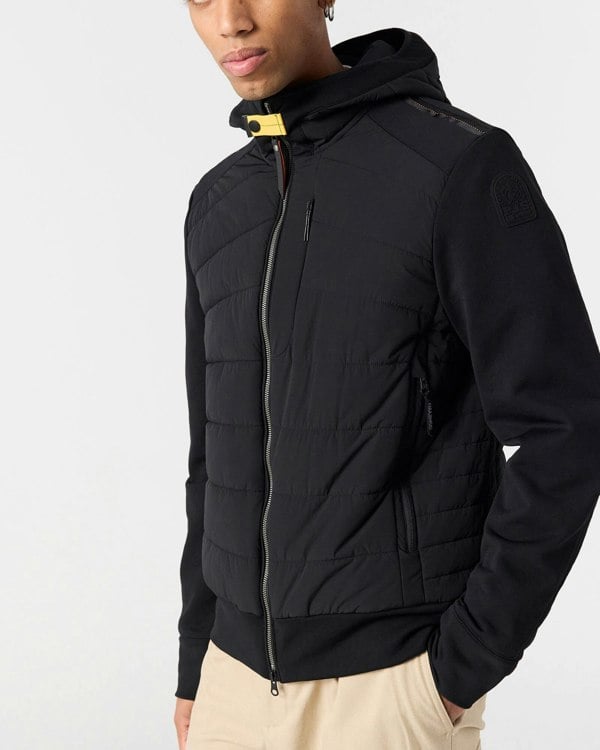 Parajumpers Manfred Mens Fleece/Nylon Hooded Jacket - Black 541