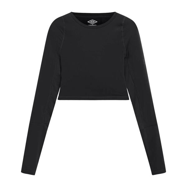 Umbro Womens/Ladies Pro Long-Sleeved Training Crop Top - Black - 