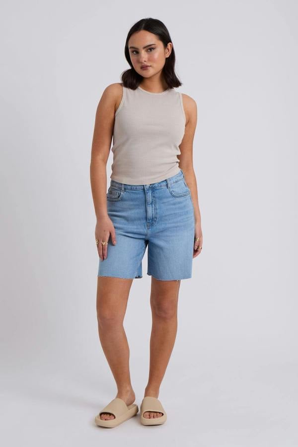 Urban Bliss Neutral Washed Ribbed Racer Vest