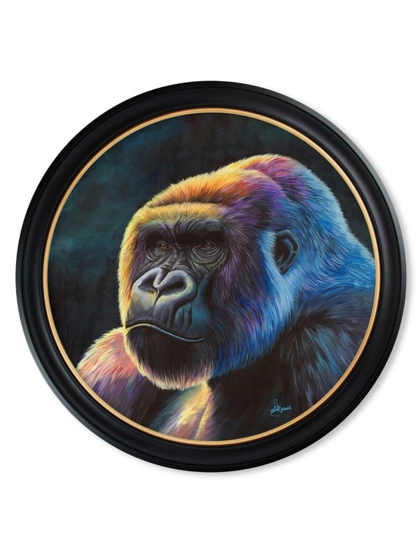 T.A Interiors Gorilla Print 'Power' by Amy Ansell - Oxford Round Frame