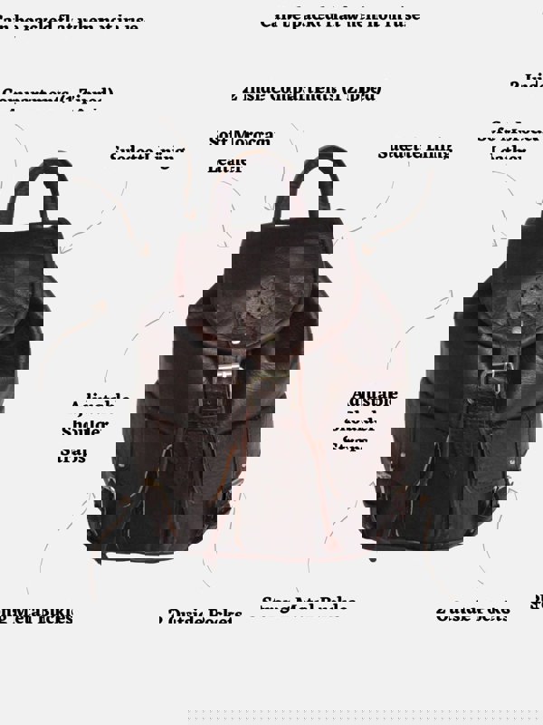 Berber Leather The Larache Small Rucksack in Dark Brown