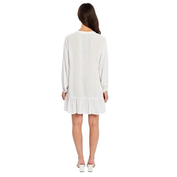 Influence Womens/Ladies V Neck Long-Sleeved Mini Dress - White - 