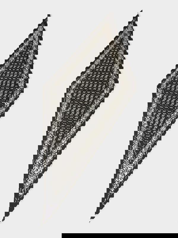 GWD Geometric Printed Diamond Black Silk Scarf