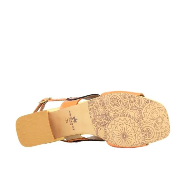 Embassy London Vibe - Coral Multi - Women's leather heel sandal with open-toe & ankle strap