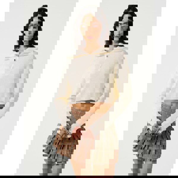 Pink Vanilla Half Zip Knitted Jumper