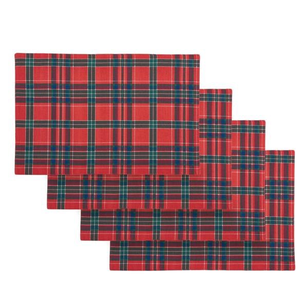 Catherine Lansfield Christmas Tartan Check Cotton Dining Placemat 4 Pack Red / Green