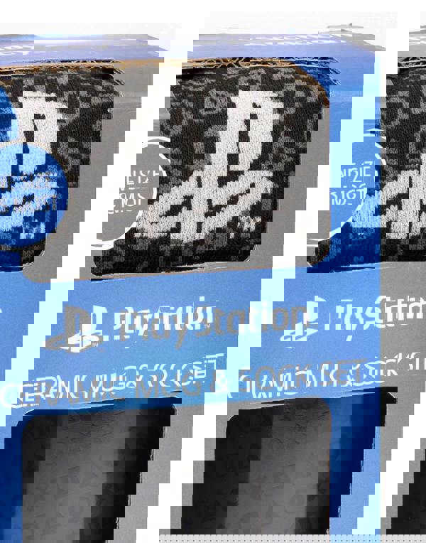 PlayStation Mens Blue Logo & Controller Symbols Print - Boxed Set Mug and Sock Gift Set (One Size) 