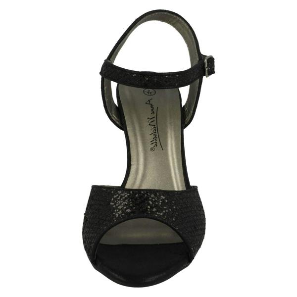 Anne Michelle Ladies Anne Michelle Glitter Peep Toe Heels F10467