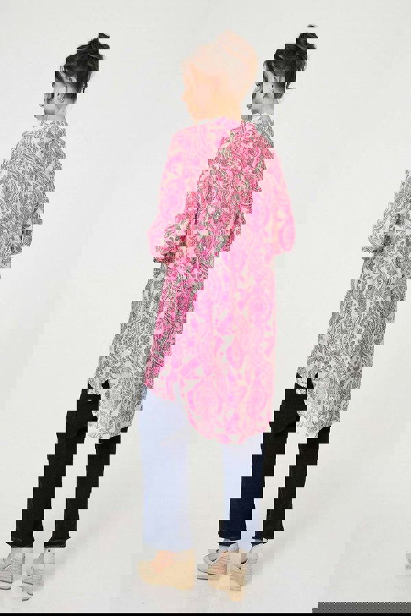 Pink | Paisley Print Relaxed Longline Shirt
