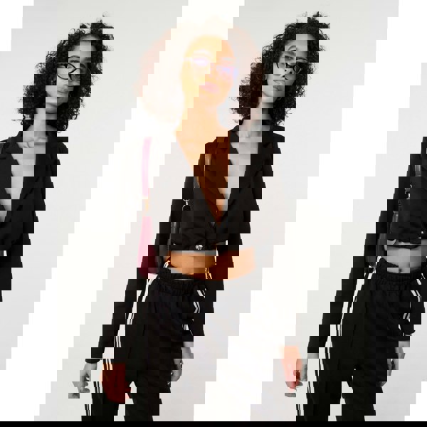 Pink Vanilla Crop One Button Puffball Blazer Jacket