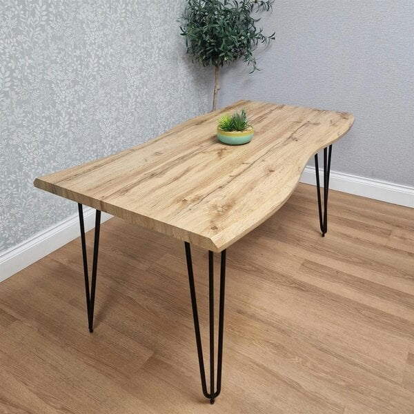 KOSY KOALA Modern Dining Table 140cm with Metal Hairpin Legs and Set of 4 Grey Chairs for Kitchen Dining Room