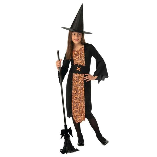 Bristol Novelty Girls Witch Costume - Black/Orange - 