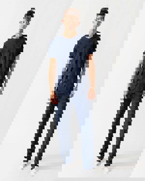 GANT 2-Pack Mens Crew Neck T-Shirts - 18 Light Grey Mel/Navy