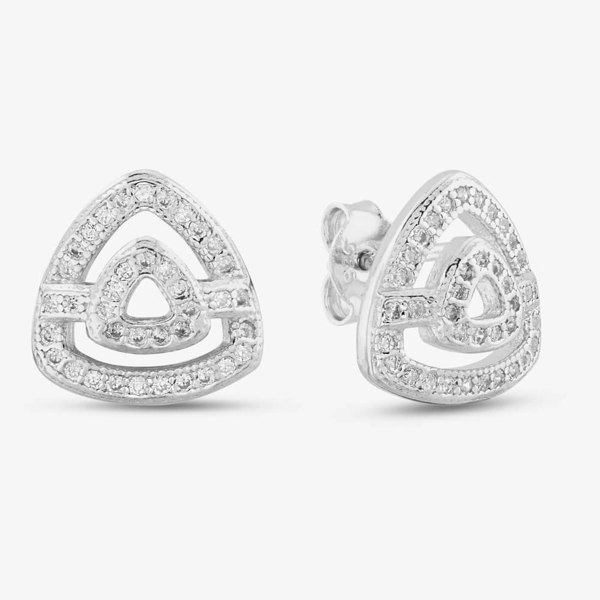 T. H. Baker Silver Open Triangle Pave Stud Earrings E611952