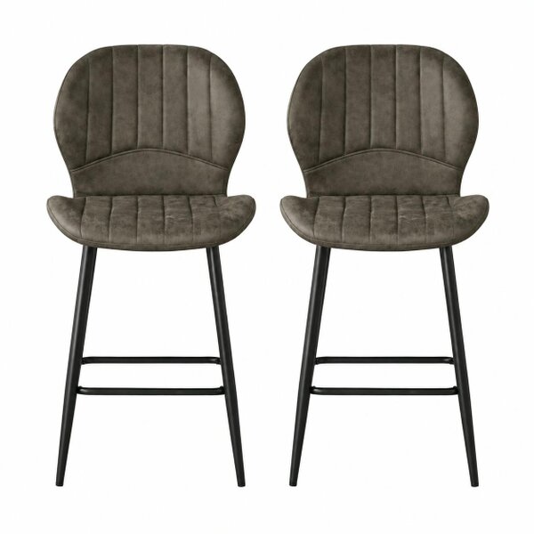 Outdoor Living Jaydn Distressed Leather Comfort Bar Stools