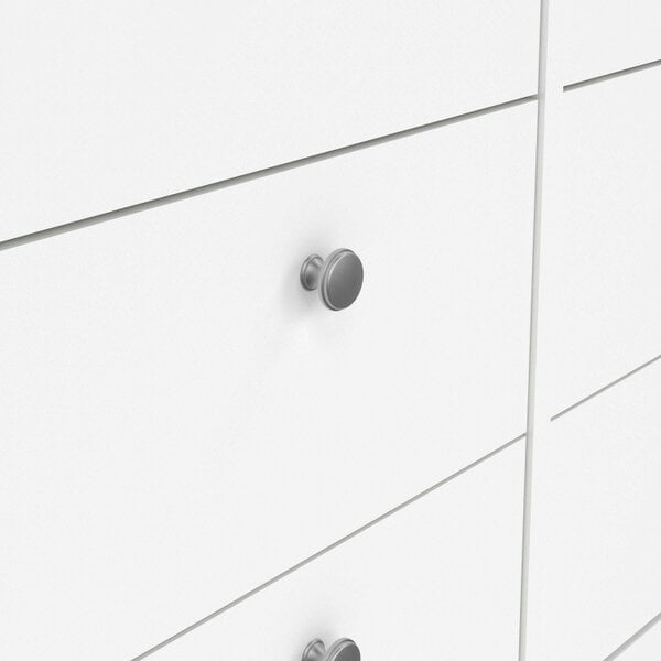 Wyld Haus Gossmere White Wooden Large Double Dresser 8 Drawers Silver Handles