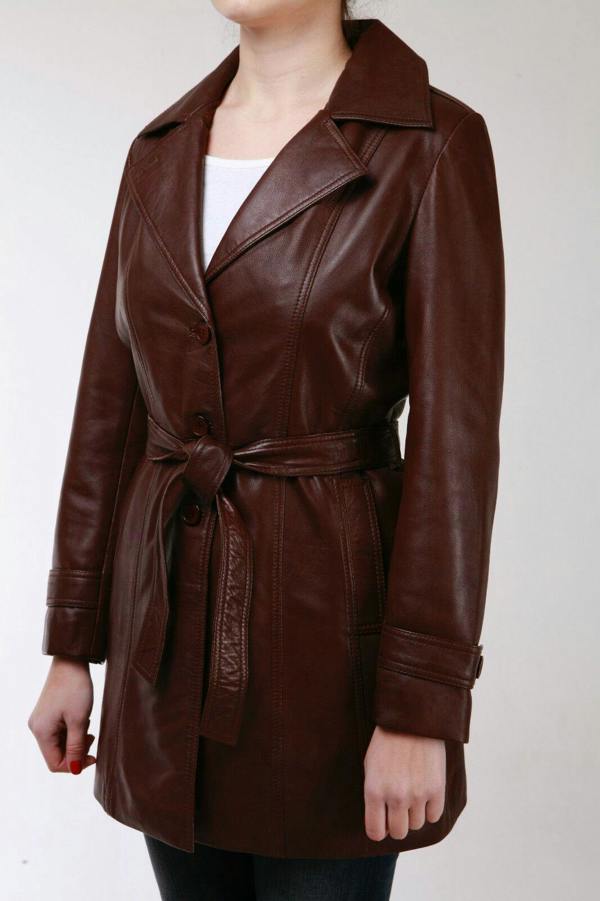 Infinity Leather Womens 3/4 Length Trench Coat-Ranchi