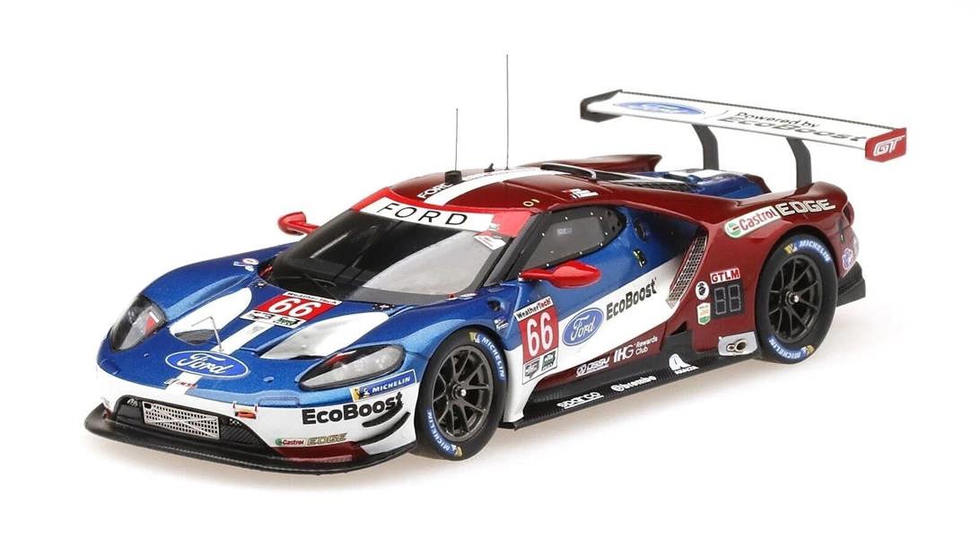 a red white and blue race car