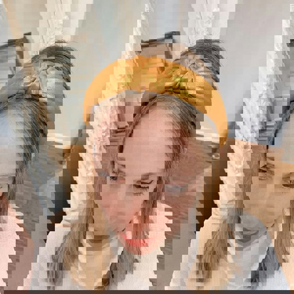 gold knot headband hair down