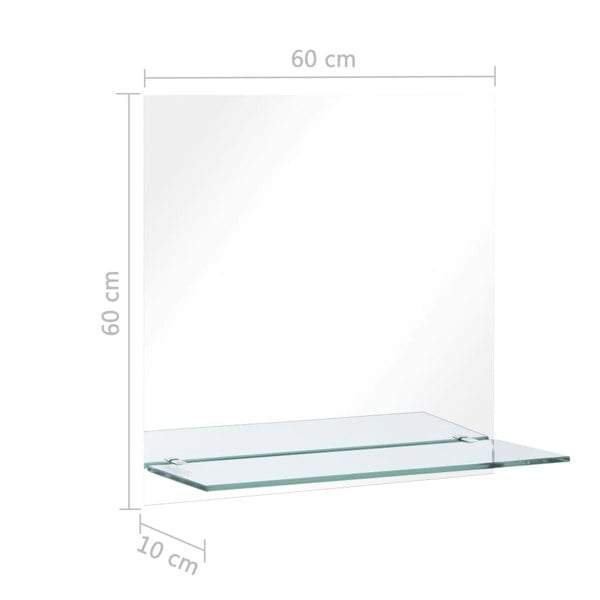 Berkfield Wall Mirror with Shelf 60x60 cm Tempered Glass